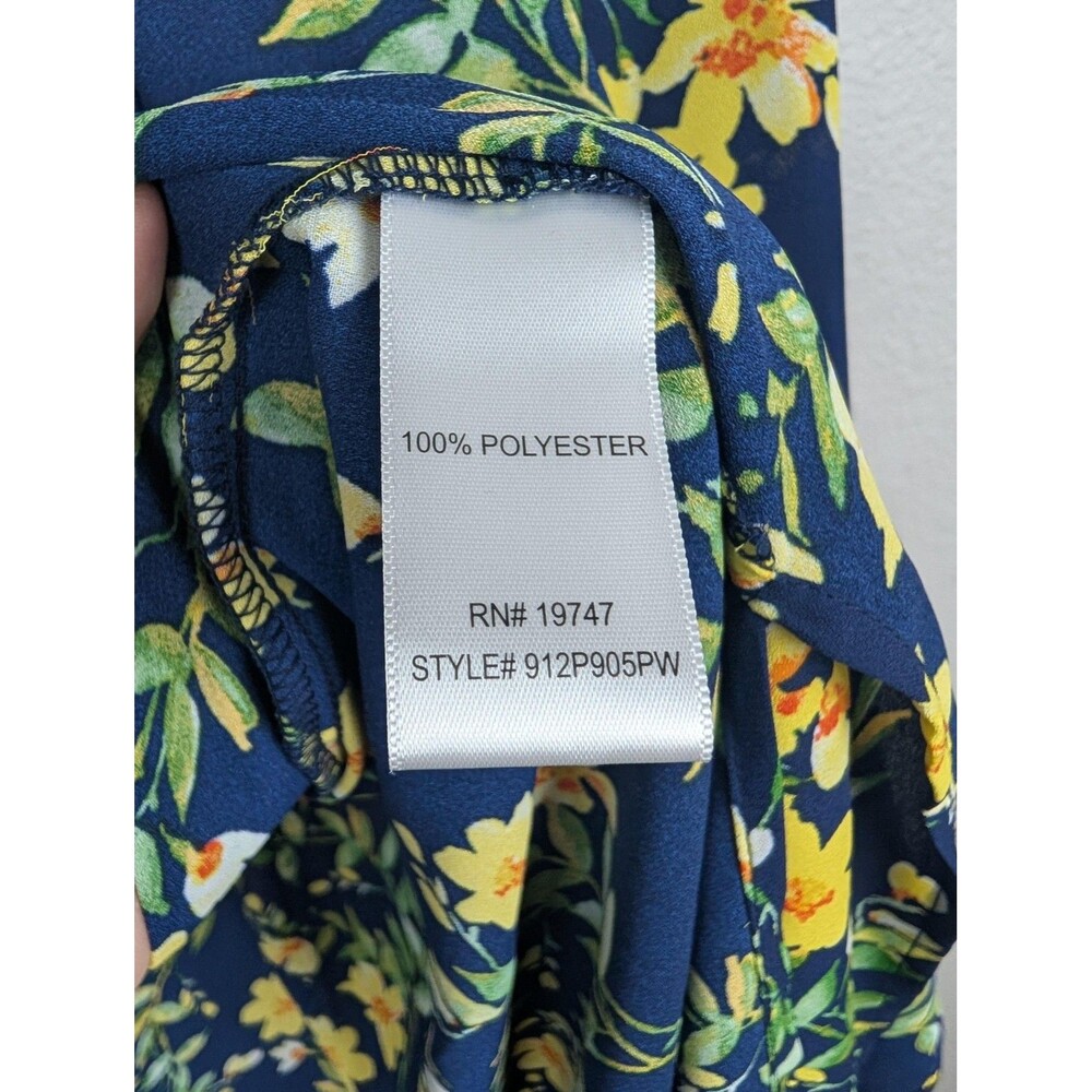 Pioneer Woman Kimono Womens L XL Navy Yellow Floral Duster Robe 46in Lightweight - Picture 6 of 8